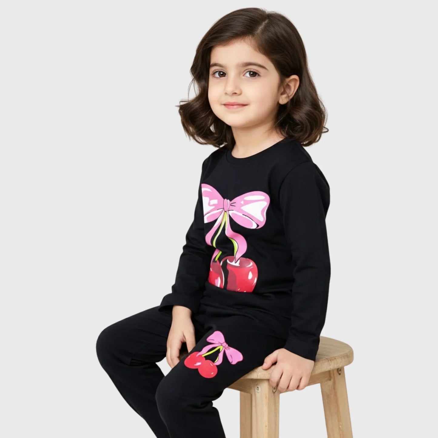 Girl’s Sweet Cherry Bow Set