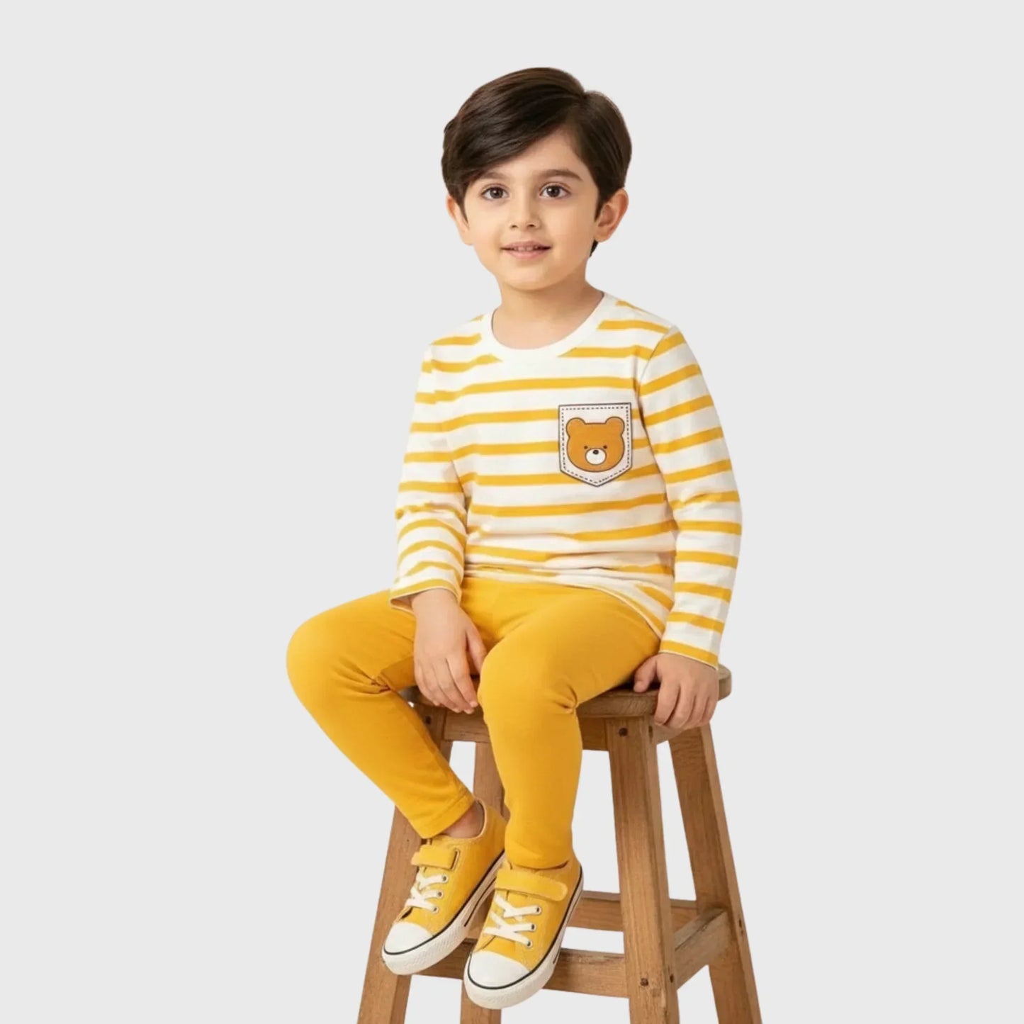 Boy’s Yellow Striped Bear Set