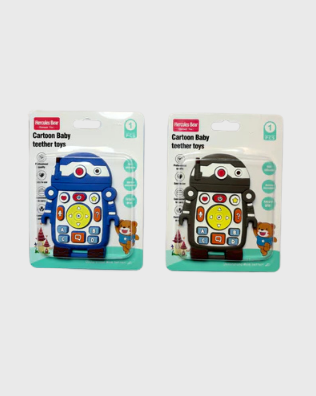 Hercules Bear Cartoon Baby Teether Toys - Interactive Robot Teething Toy with Soft Silicone Design