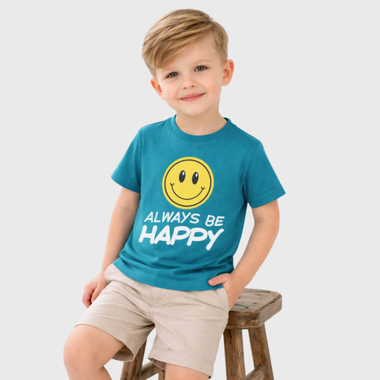 Boy’s Teal "Always Be Happy" Tee