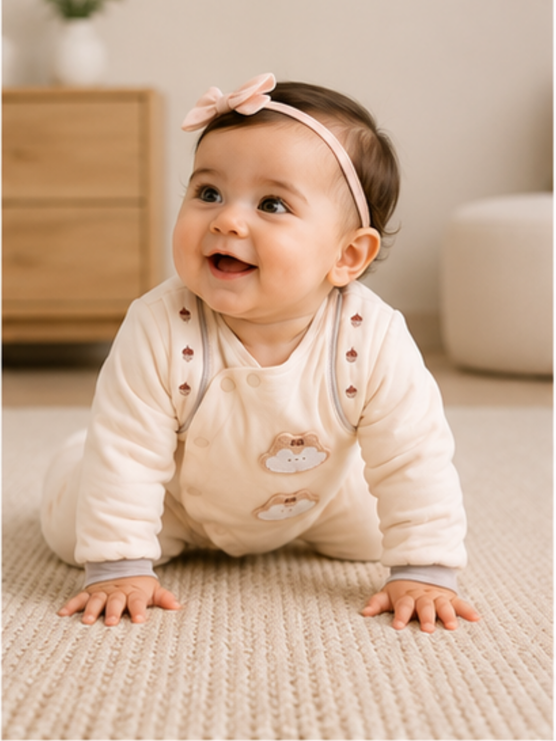 Cream Bunny Quilted Romper