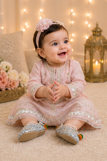 Kids Embellished Khussa – Grey/Silver