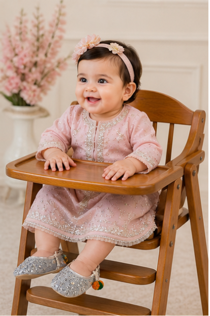 Kids Embellished Khussa – Grey/Silver