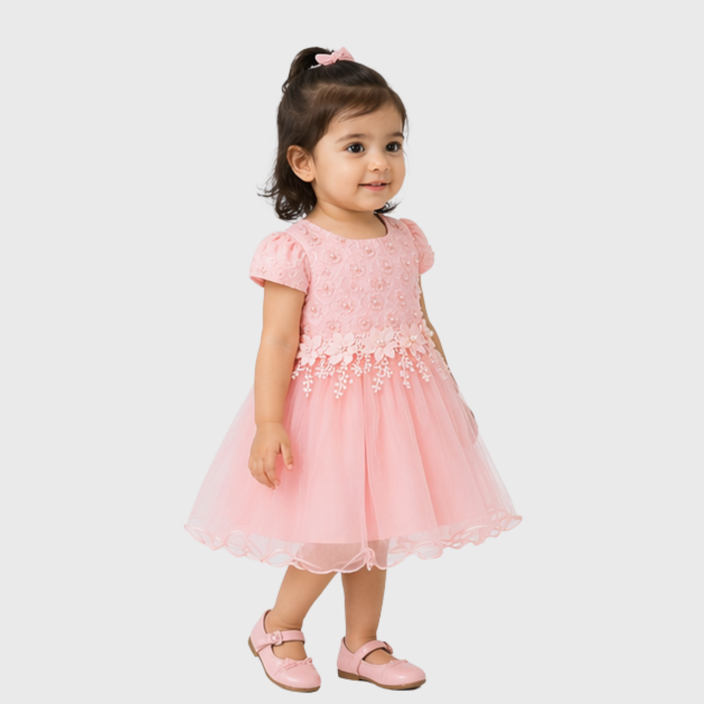 Baby Girl "Pearl Floral" Puff Sleeve Party Frock