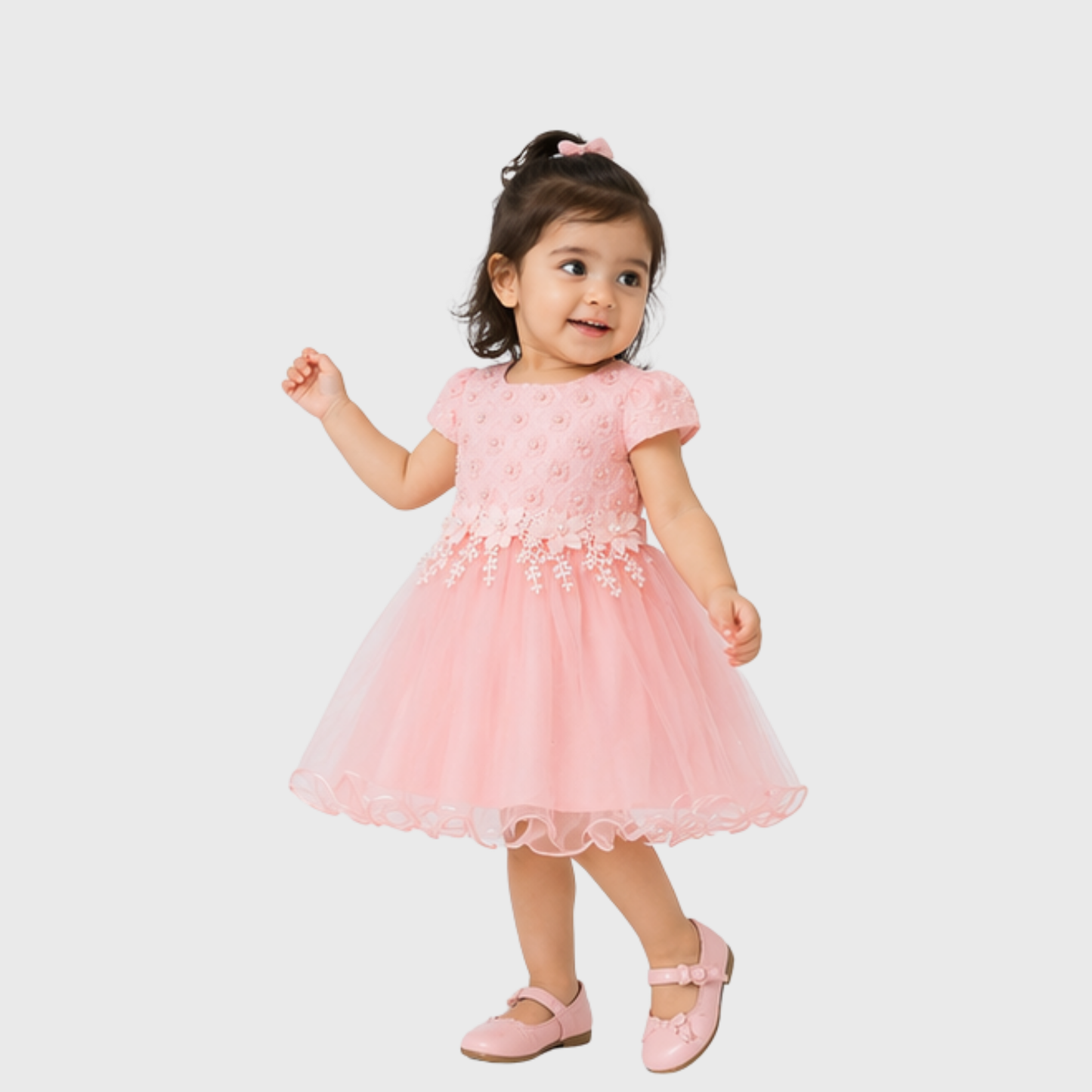 Baby Girl "Pearl Floral" Puff Sleeve Party Frock