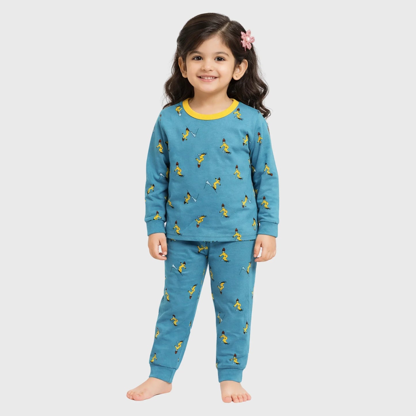 Kids' Teal Skiing Character Trouser Set