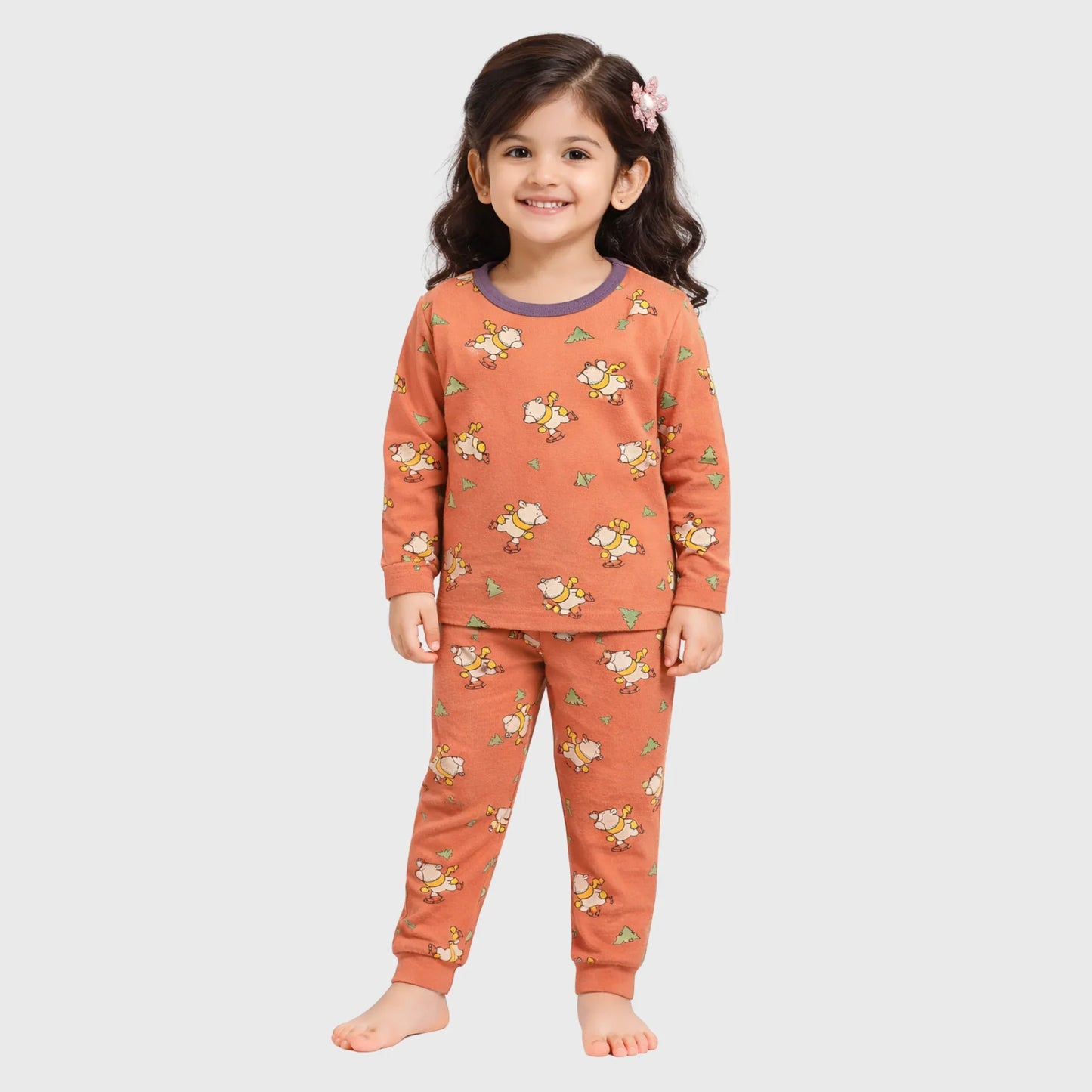 Kids' Rust Bear Print Trouser Set