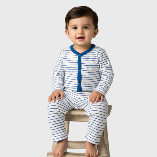 Infant Blue Striped Cardigan Set