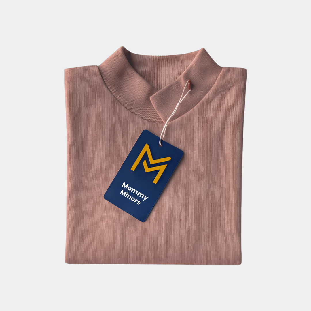 Kids Ribbed -Mock Neck Long Sleeve Top | Mommy Minors