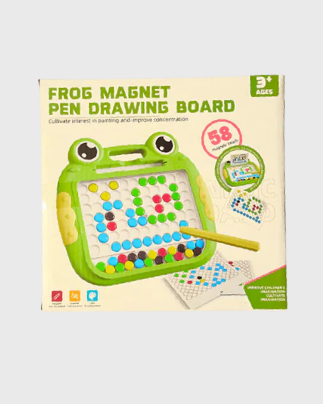 Frog Magnetic Drawing Board - Colorful Bead Art & Pattern Game (3+)