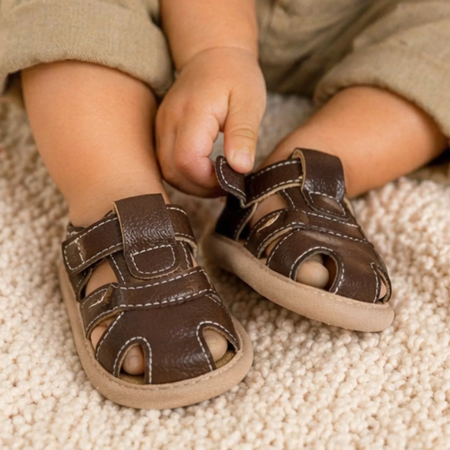Baby Boy Brown Fisherman Sandal - Imported