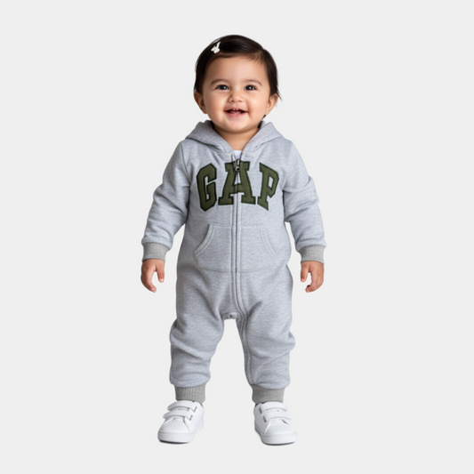 GAP Original Baby Jumpsuit – unisex,Gray Bear Hoodie with Green Logo | Mommy Minors.