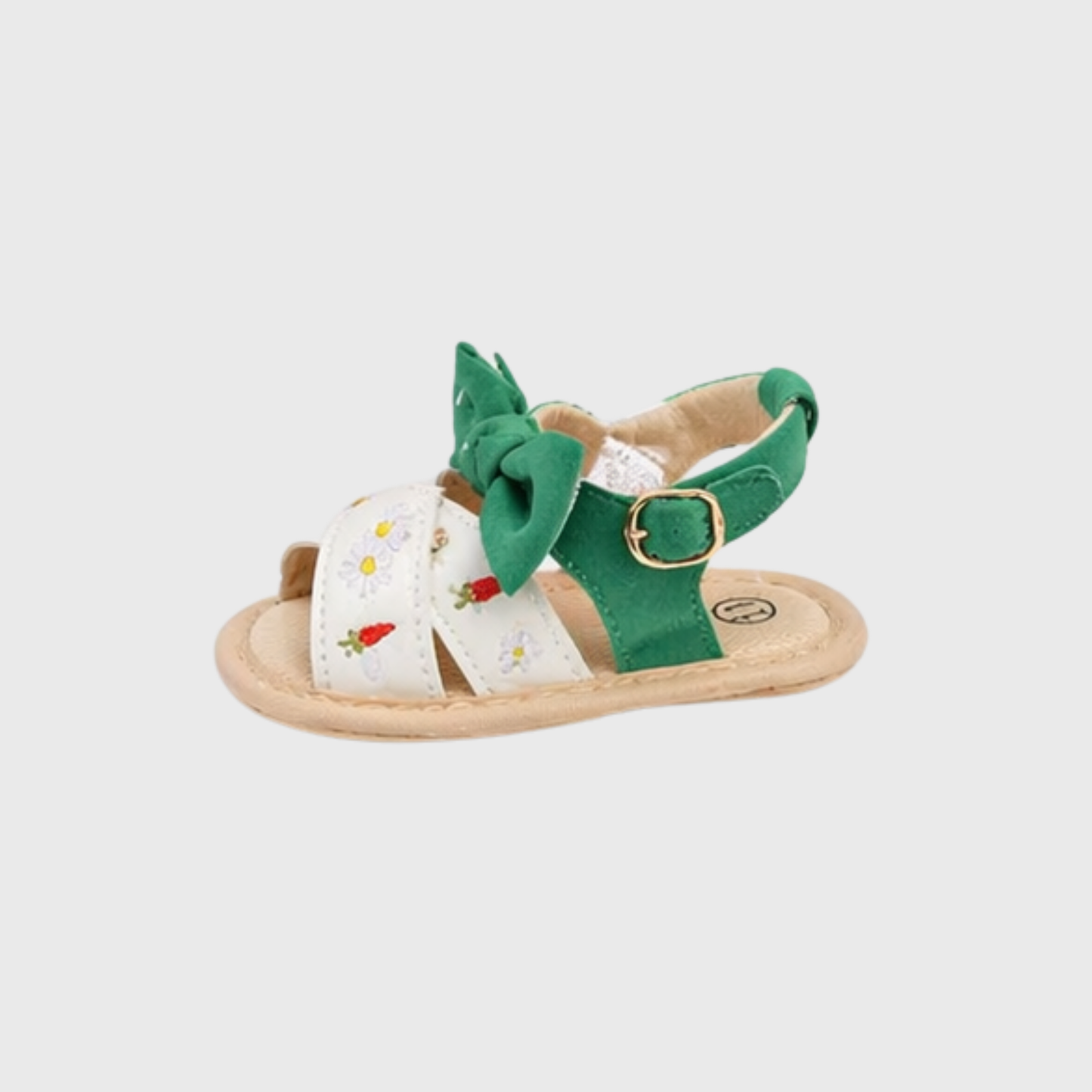 Baby Girl Bow Sandals – Floral Embroidered