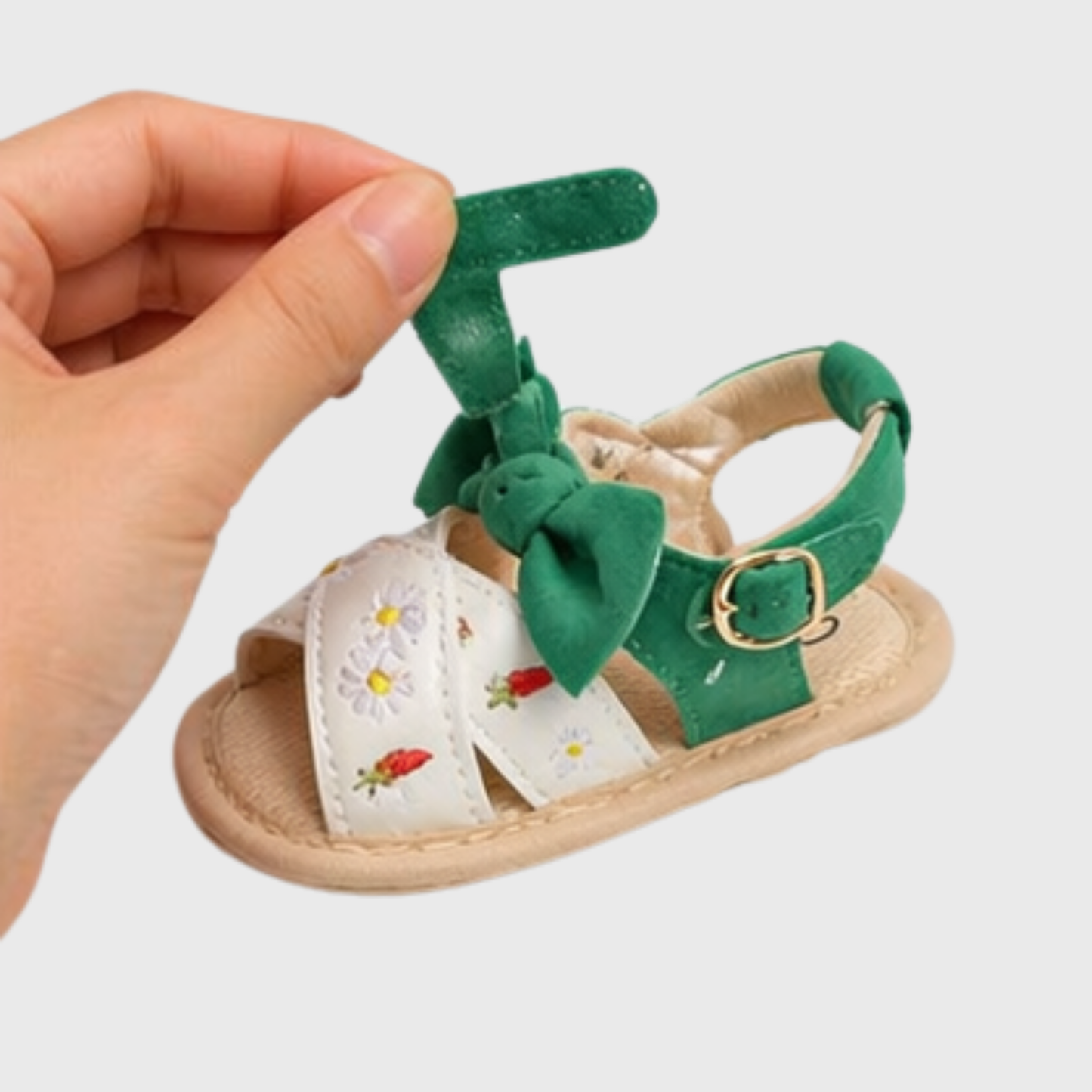 Baby Girl Bow Sandals – Floral Embroidered