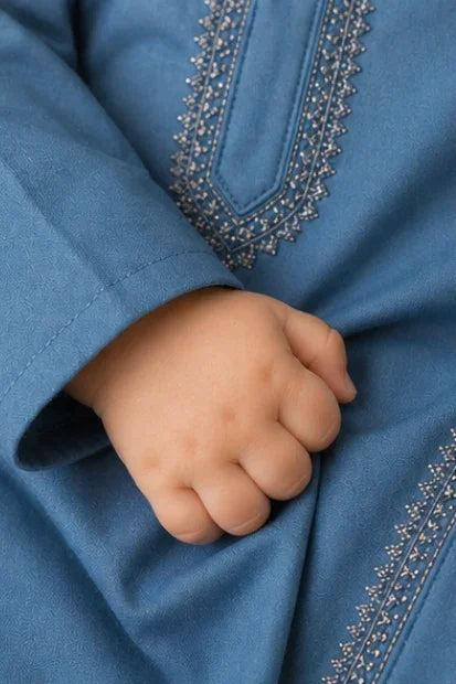 Baby Boys Embroidered Kurta & Shalwar Set – Teal Blue