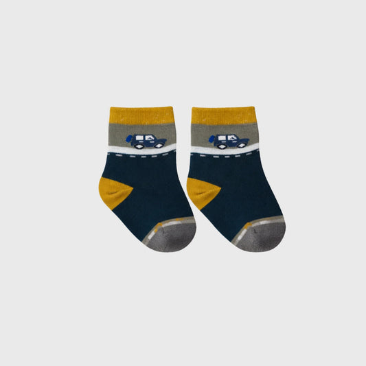 Car Baby Socks Navy, mustard, and gray