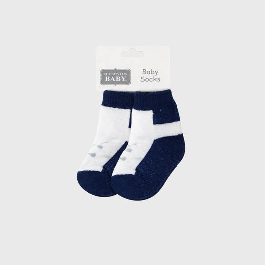 Navy & White Block Baby Socks