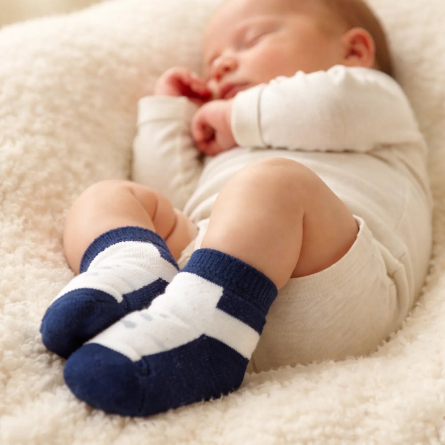 Navy & White Block Baby Socks