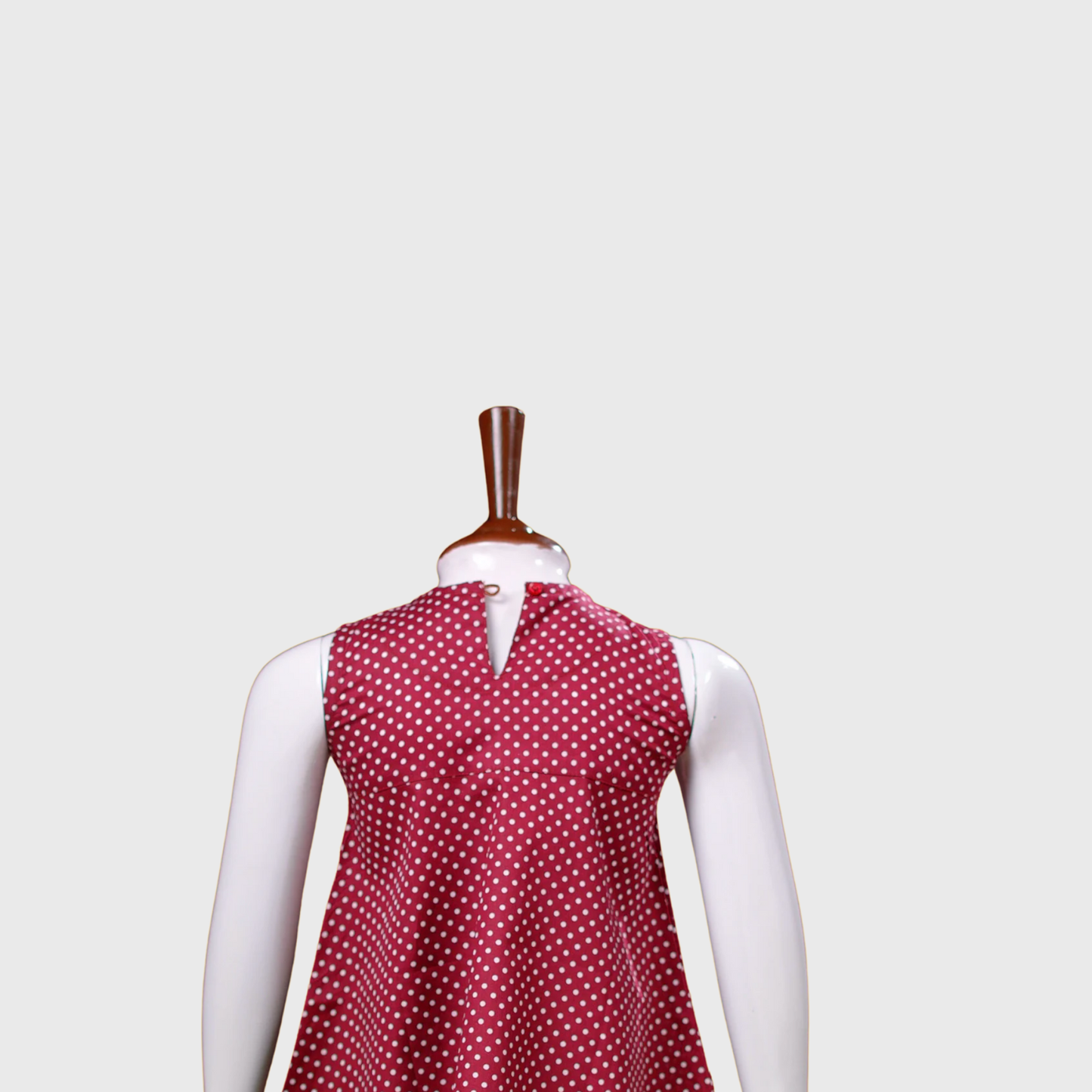 Polka Dot Sleeveless A-Line Dress for Girls – Maroon