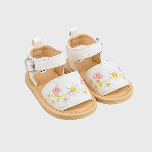 Baby Girl White Floral Embroidered Sandal - Imported