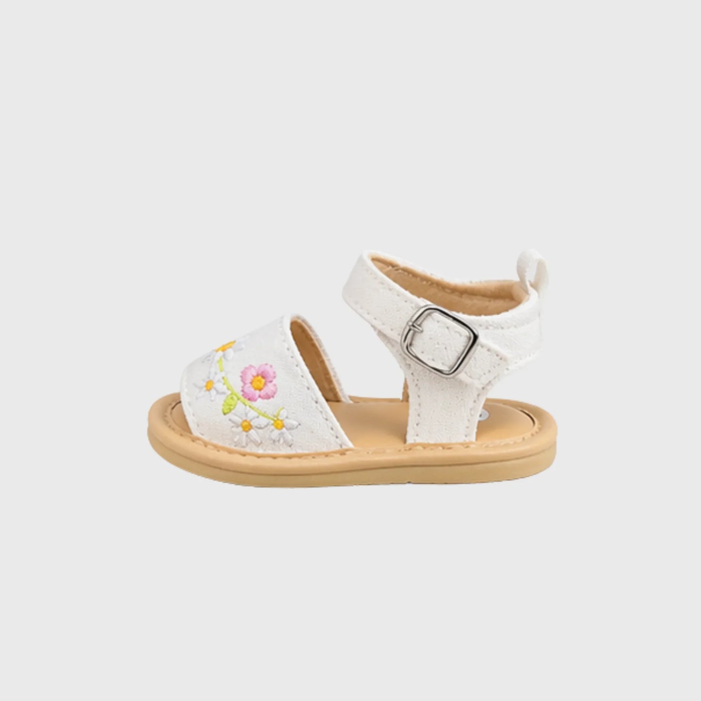 Baby Girl White Floral Embroidered Sandal - Imported