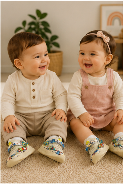 Kids’ Cream Cartoon Printed Sneakers
