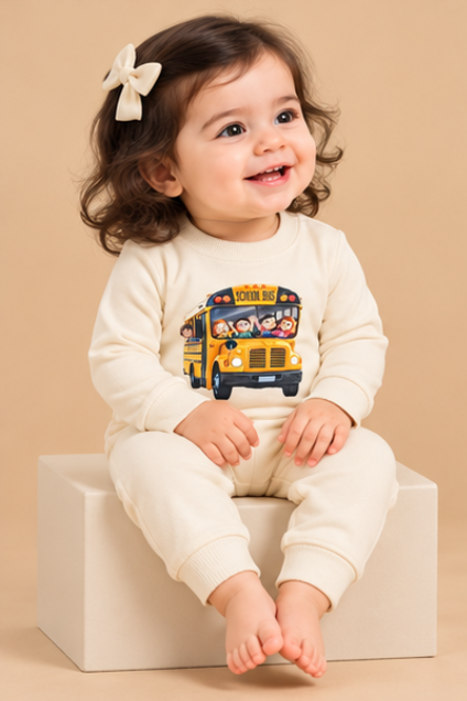 School Bus Print Baby Romper