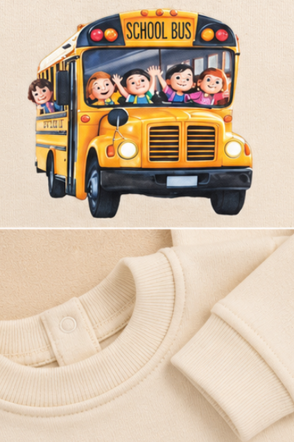 School Bus Print Baby Romper