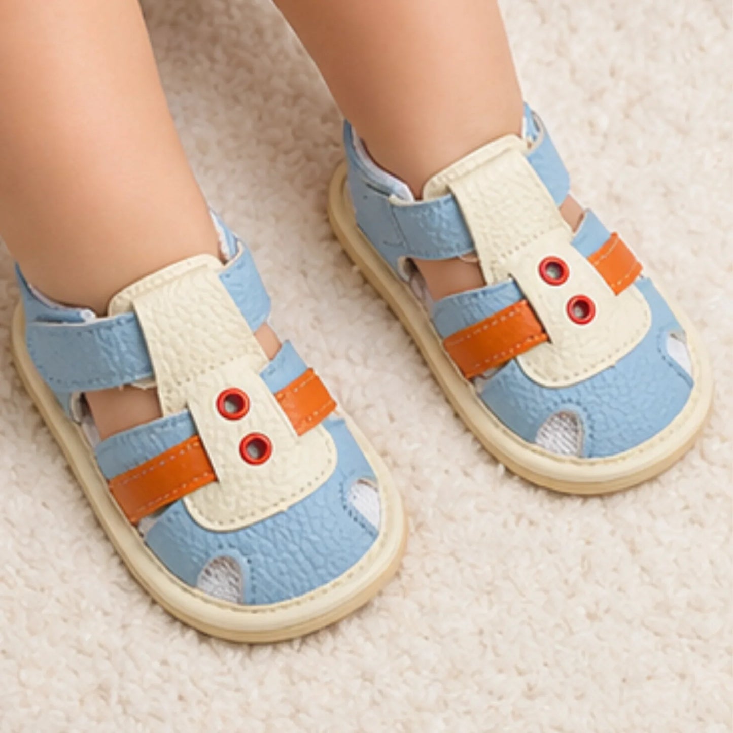 Baby Boy Blue & Orange Sporty Sandal - Imported