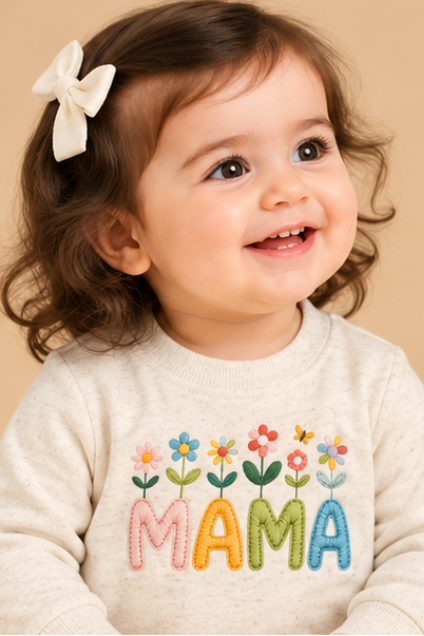Floral MAMA Embroidered Baby Romper