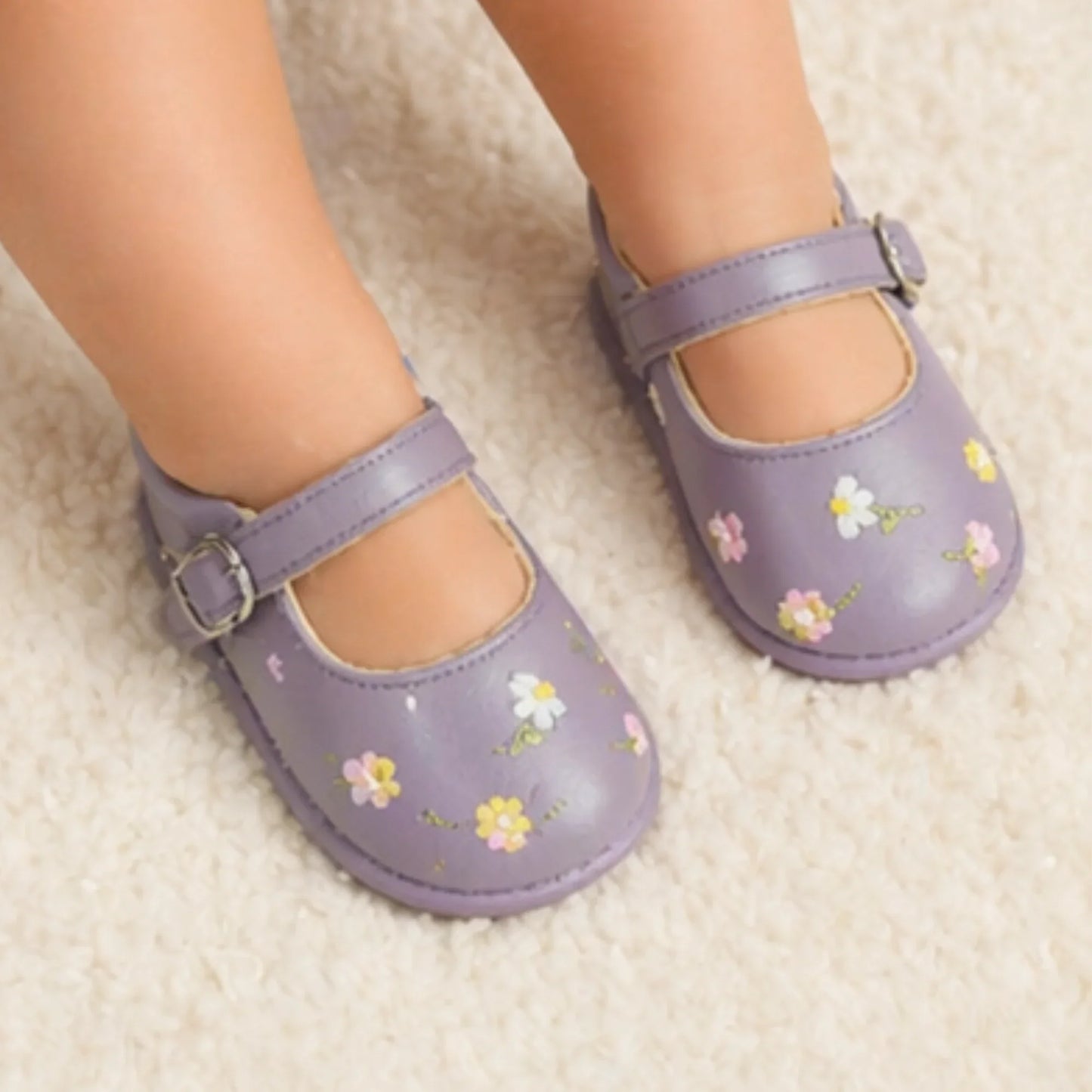 Baby Girl Purple Floral Mary Jane - Imported