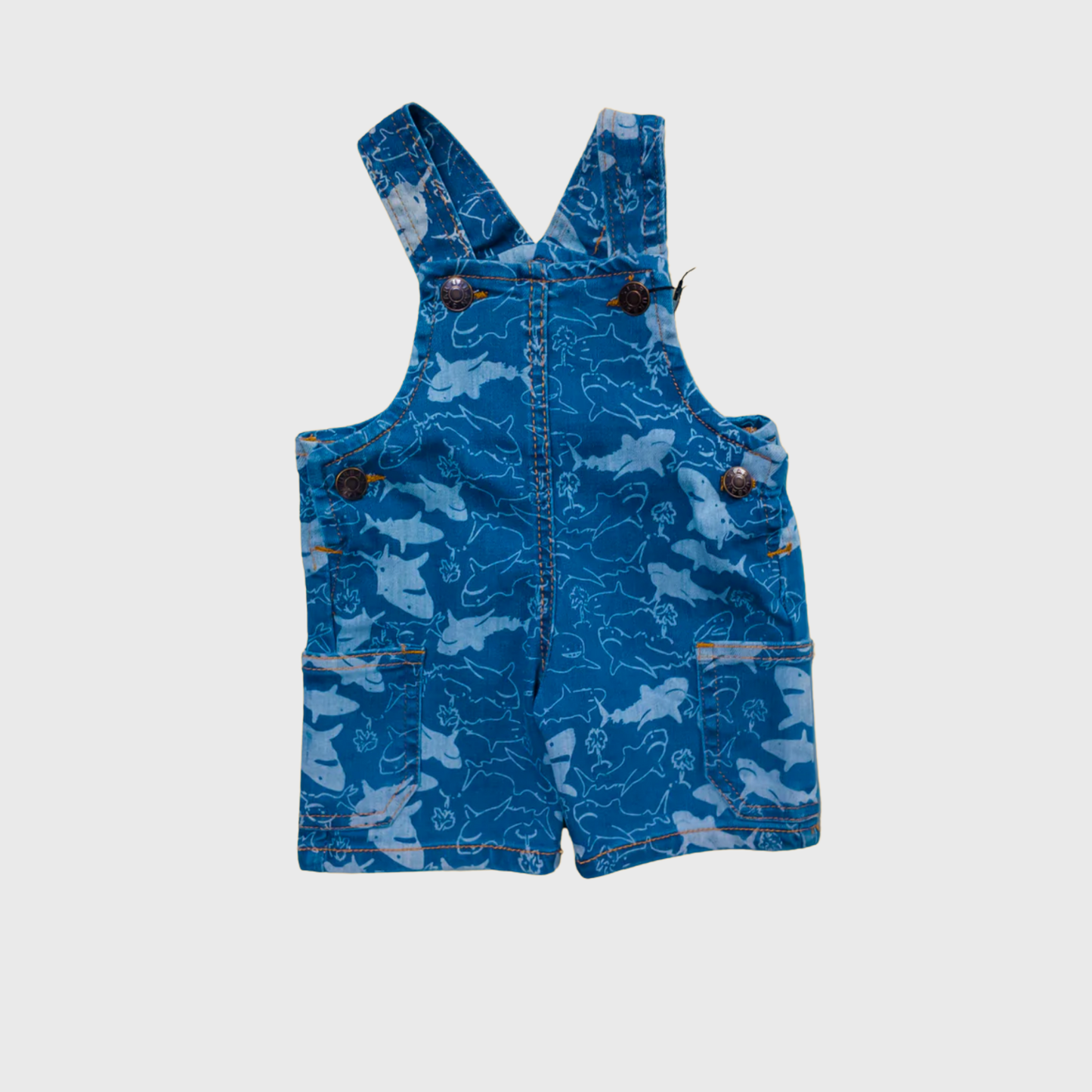 Blue Dolphin Print Denim Dungaree