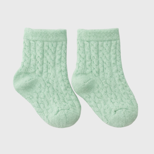 Classic Cable Knit Baby Socks – Sage Green