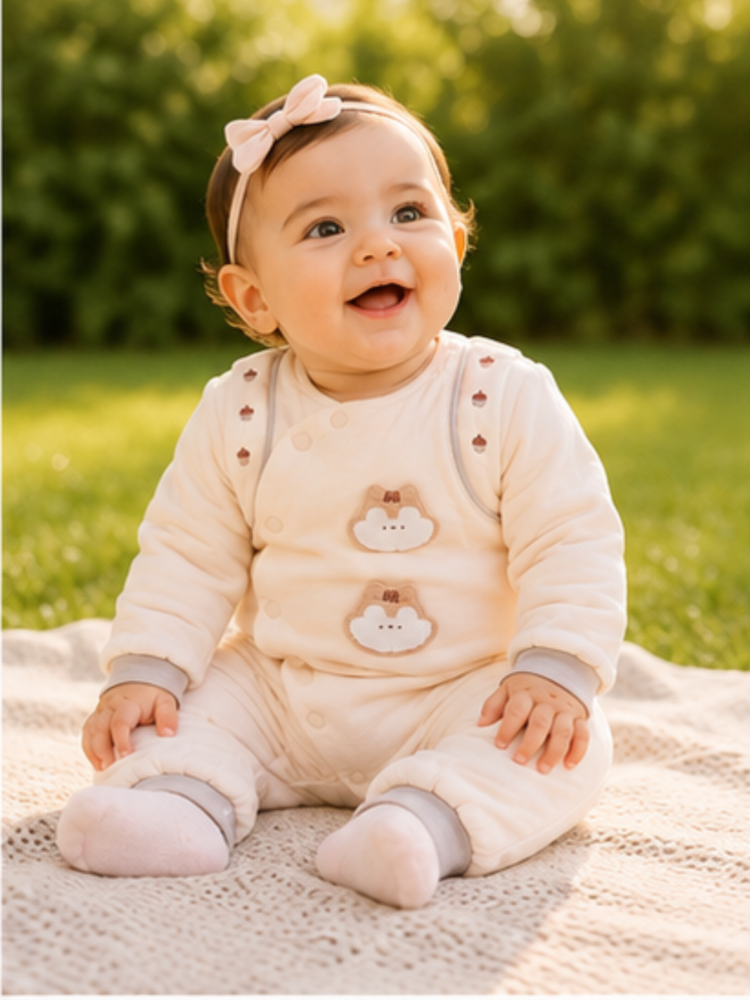 Cream Bunny Quilted Romper