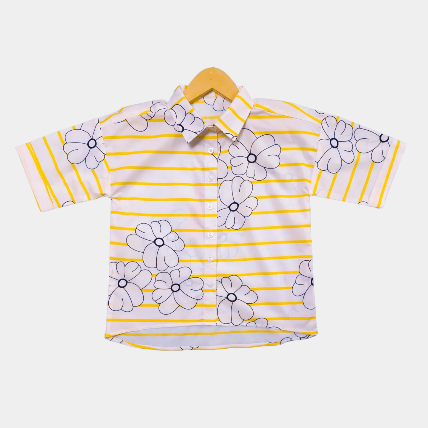 White And Yellow Button-Down Shirt | (6-14YRS)