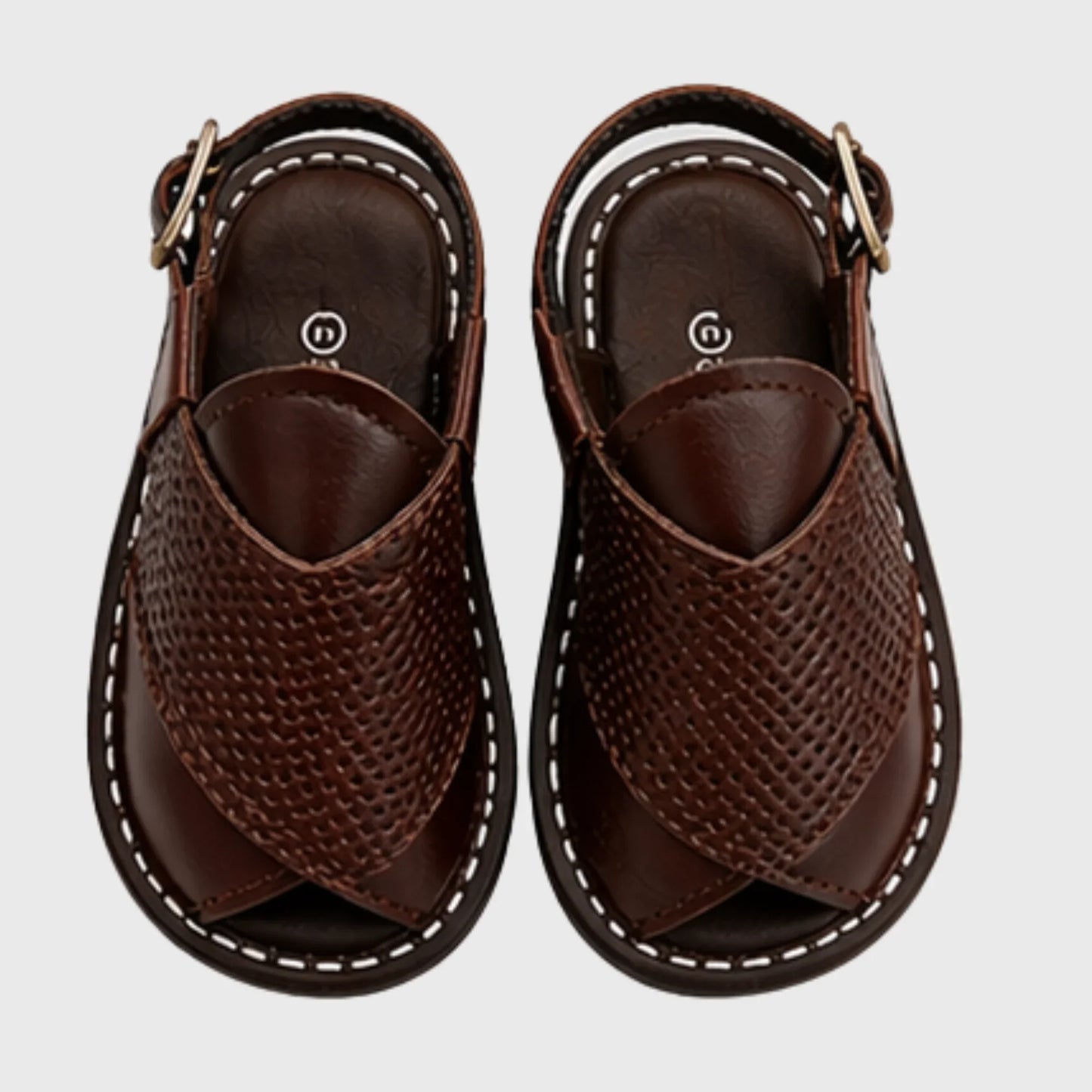 Baby Boy Tan Croc-Textured Peshawari Sandal