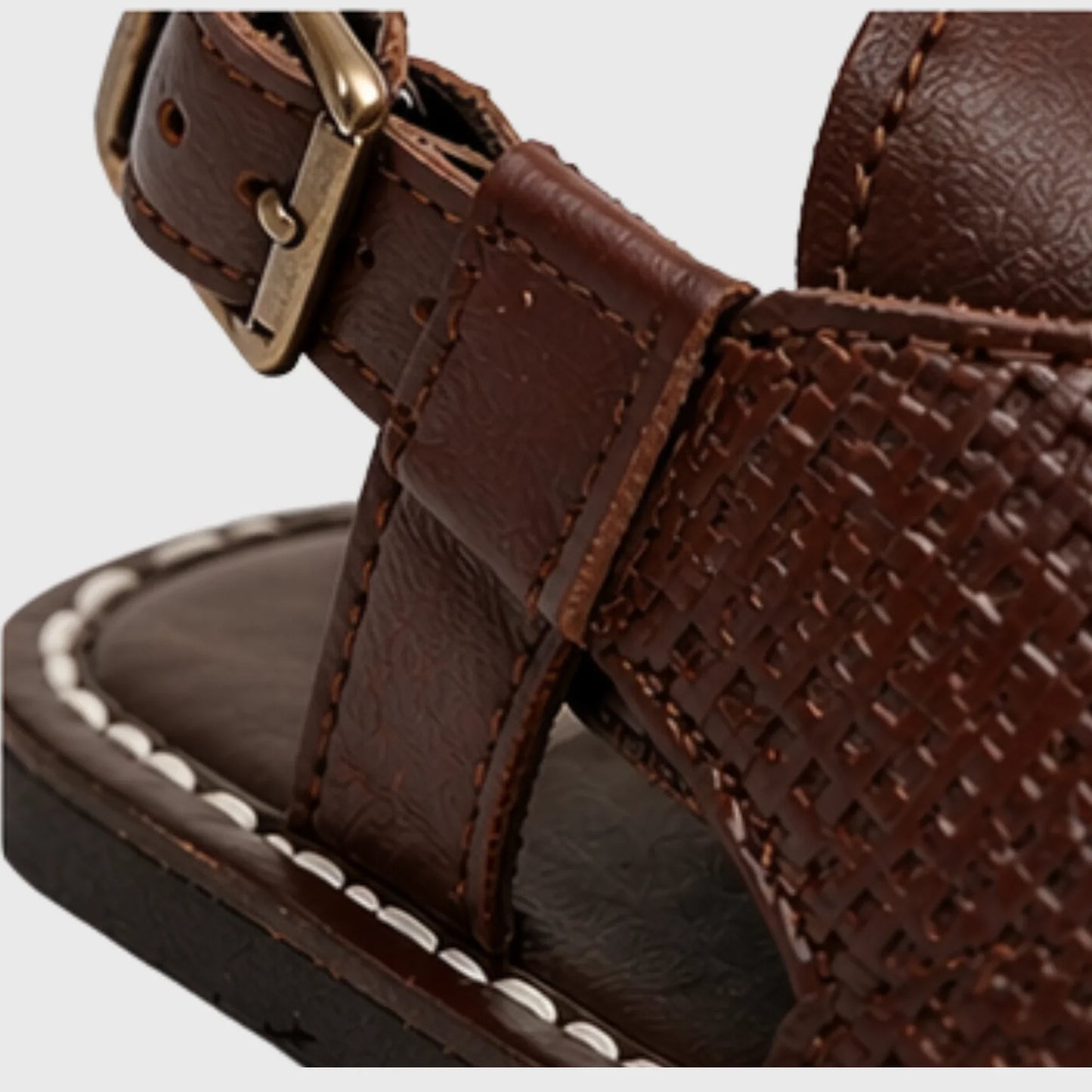 Baby Boy Tan Croc-Textured Peshawari Sandal