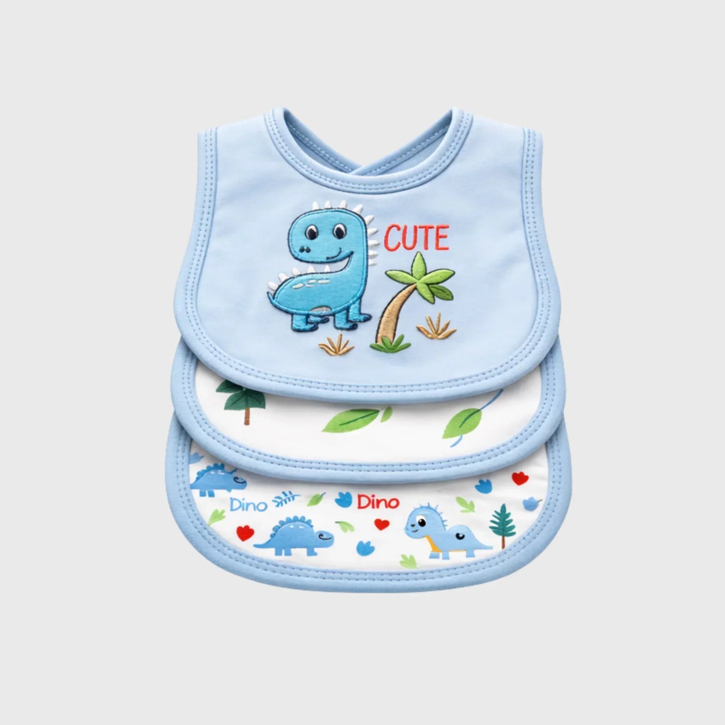 Baby Boy "Cute Dino" Bib Set of 3