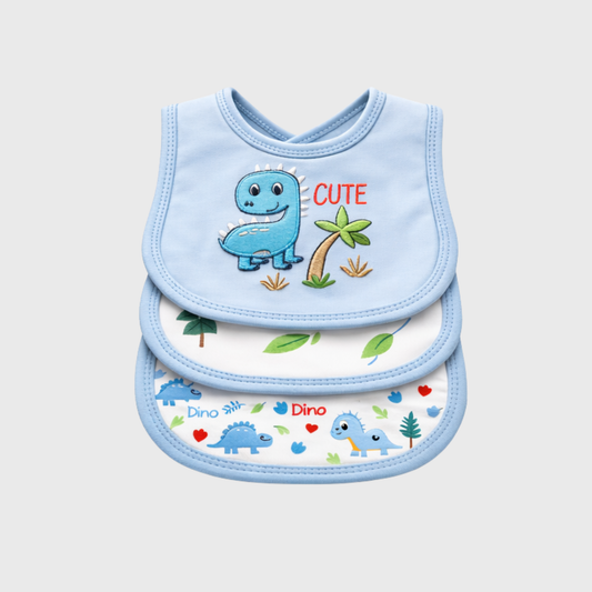 Baby Boy "Cute Dino" Bib Set of 3