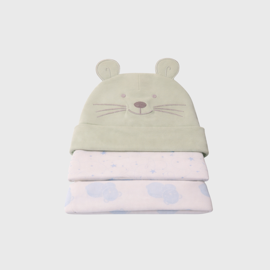 Baby Mouse Ear Beanie Set of 3
