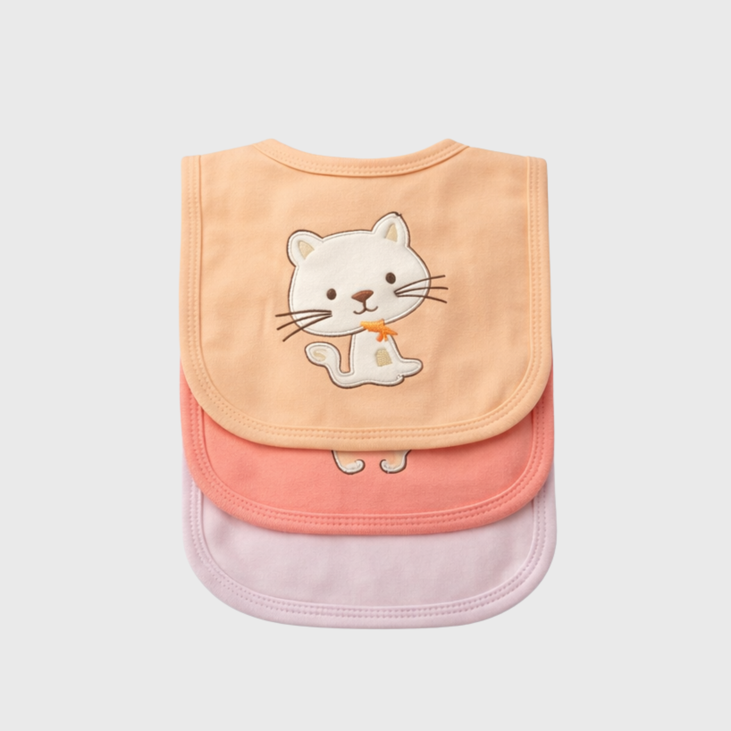 Baby Girl Kitty Embroidered Bib Set of 3