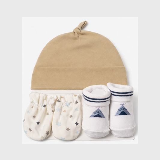 Baby 3-Piece Cap, Mittens & Socks Gift Set