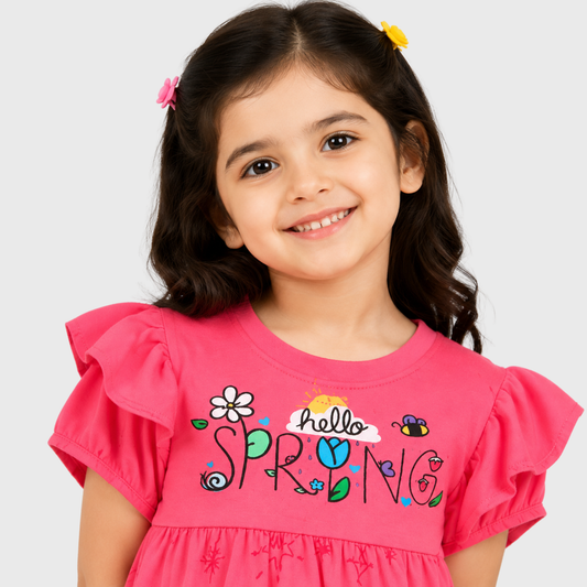 Hello Spring Girls' Printed T-Shirt & Pyjama Set