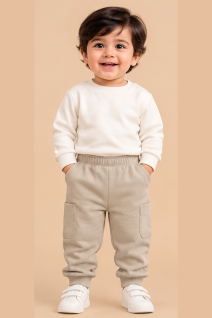Baby Boys’ Beige Cargo Jogger Trousers