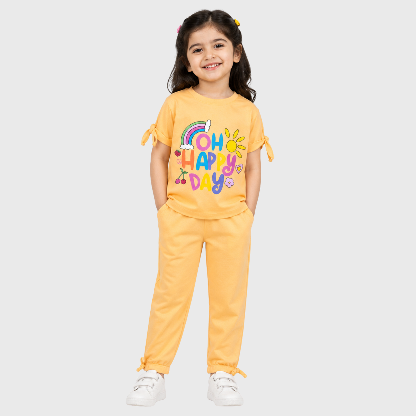Oh Happy Day Girls' Graphic T-Shirt & Trouser Set