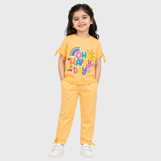 Oh Happy Day Girls' Graphic T-Shirt & Trouser Set