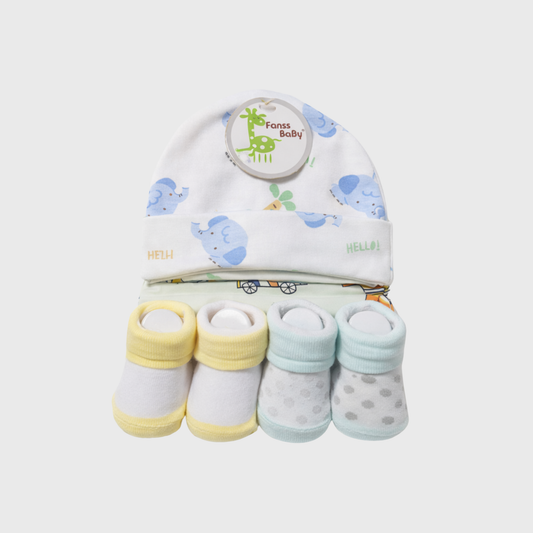 Baby Safari Cap & Socks Gift Set