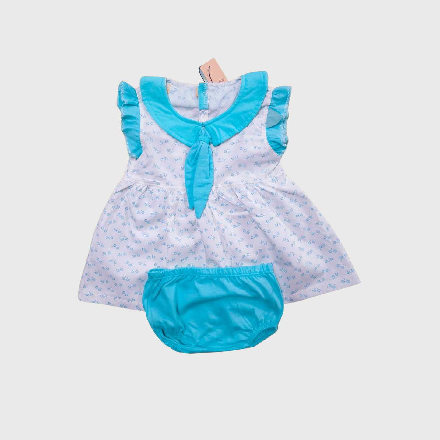 Blue Bow Collar - Baby Dress Set