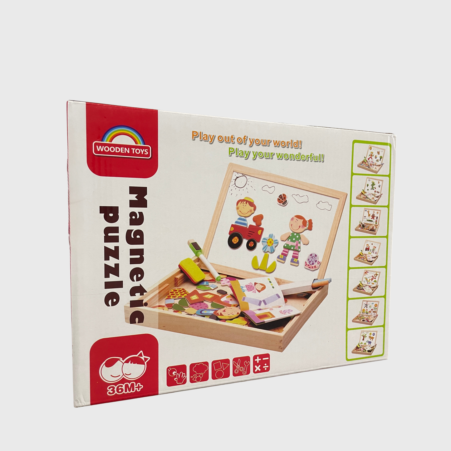 Magnetic Puzzle Play Board with Easel & Chalk (Ages 3+)