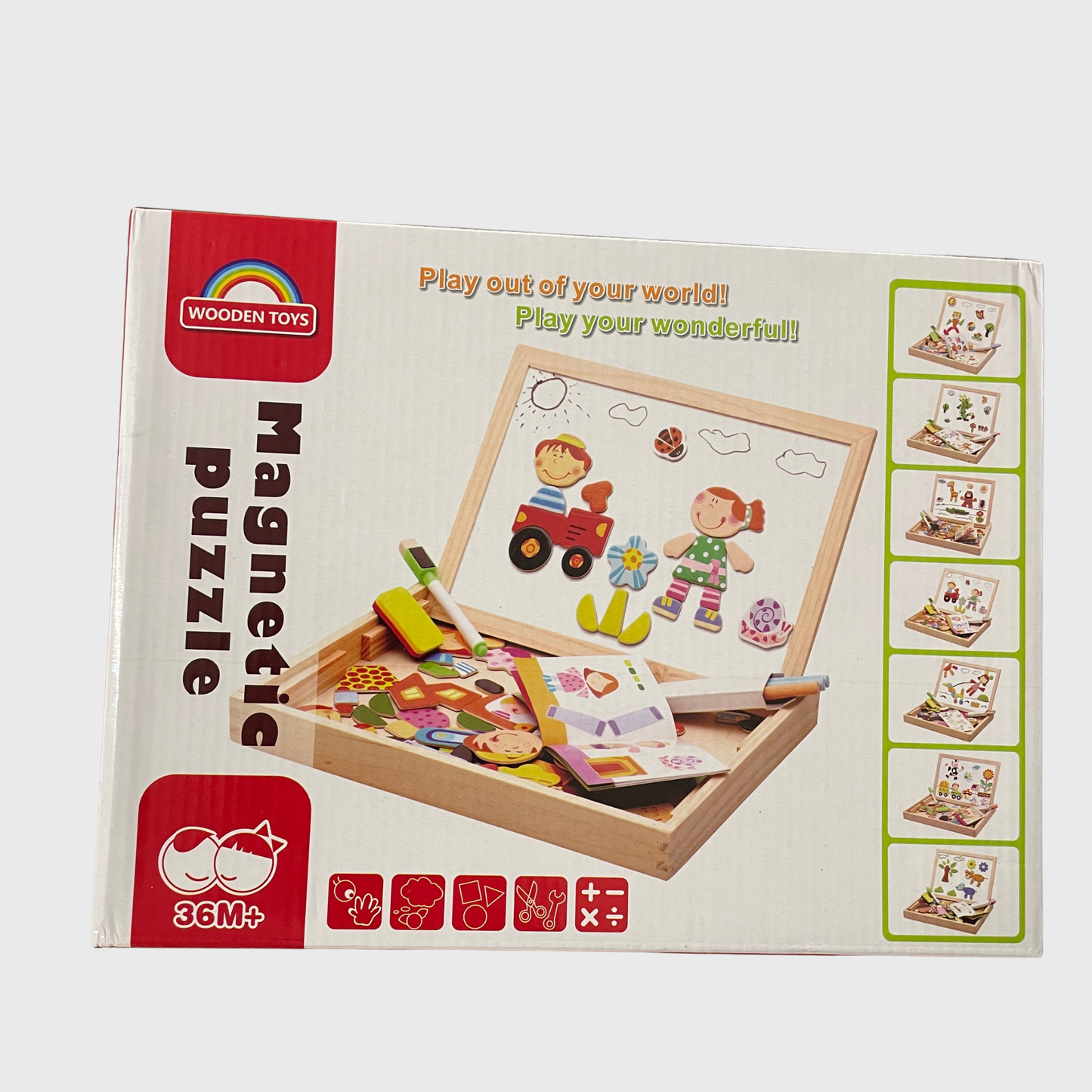 Magnetic Puzzle Play Board with Easel & Chalk (Ages 3+)
